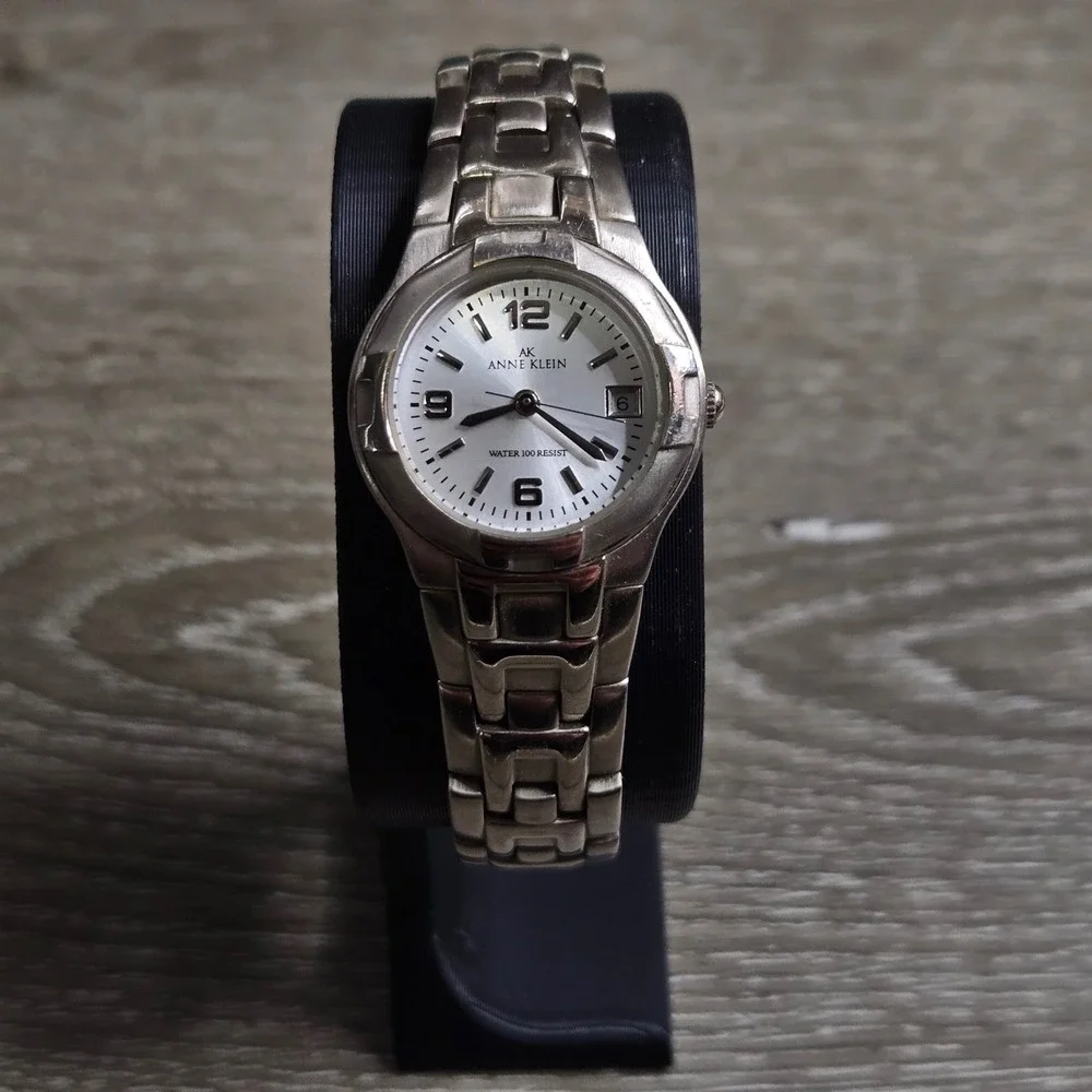 Anne Klein Women's Watch Silver Tone Stainless Steel Date Quartz Untested
